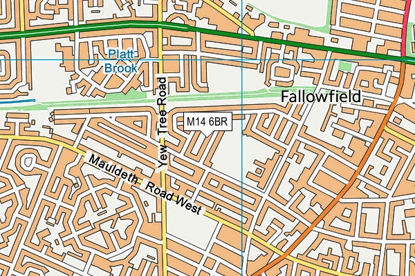 M14 6BR map - OS VectorMap District (Ordnance Survey)