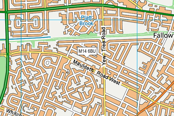 M14 6BU map - OS VectorMap District (Ordnance Survey)