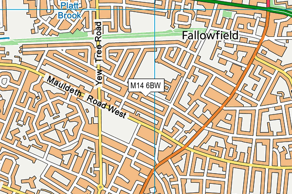 M14 6BW map - OS VectorMap District (Ordnance Survey)