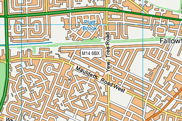 M14 6BX map - OS VectorMap District (Ordnance Survey)