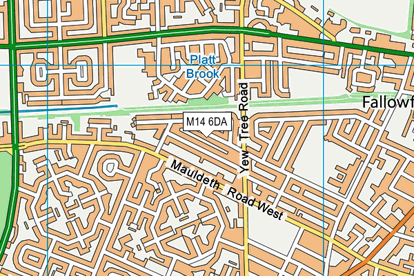 M14 6DA map - OS VectorMap District (Ordnance Survey)