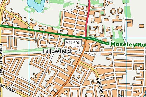 M14 6DU map - OS VectorMap District (Ordnance Survey)