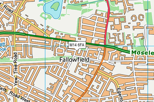 M14 6FA map - OS VectorMap District (Ordnance Survey)