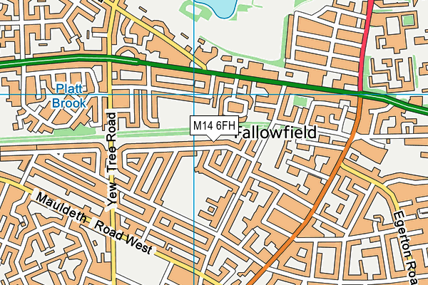 M14 6FH map - OS VectorMap District (Ordnance Survey)