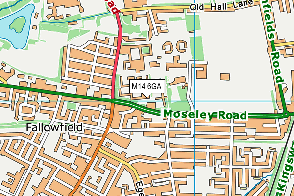 M14 6GA map - OS VectorMap District (Ordnance Survey)