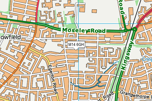 M14 6GH map - OS VectorMap District (Ordnance Survey)