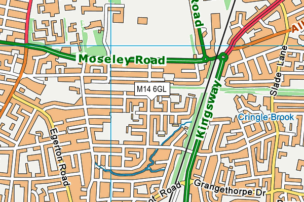 M14 6GL map - OS VectorMap District (Ordnance Survey)