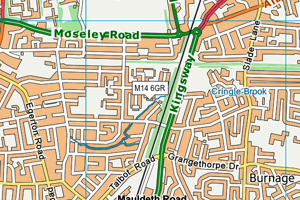 M14 6GR map - OS VectorMap District (Ordnance Survey)