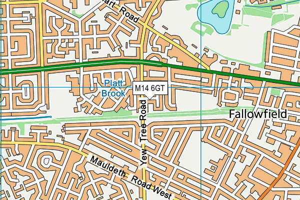 M14 6GT map - OS VectorMap District (Ordnance Survey)