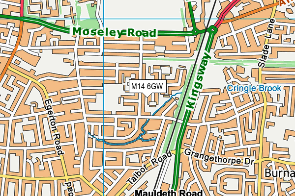 M14 6GW map - OS VectorMap District (Ordnance Survey)