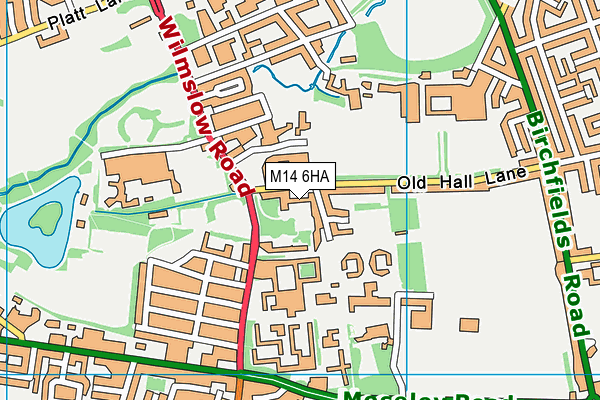 M14 6HA map - OS VectorMap District (Ordnance Survey)