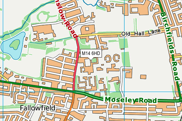 M14 6HD map - OS VectorMap District (Ordnance Survey)