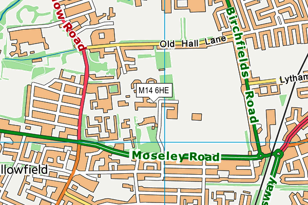 University Of Manchester (Armitage Sports Centre) map (M14 6HE) - OS VectorMap District (Ordnance Survey)