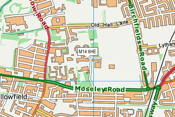 M14 6HE map - OS VectorMap District (Ordnance Survey)