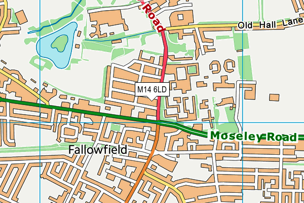 M14 6LD map - OS VectorMap District (Ordnance Survey)