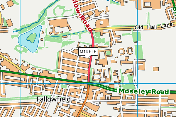 M14 6LF map - OS VectorMap District (Ordnance Survey)