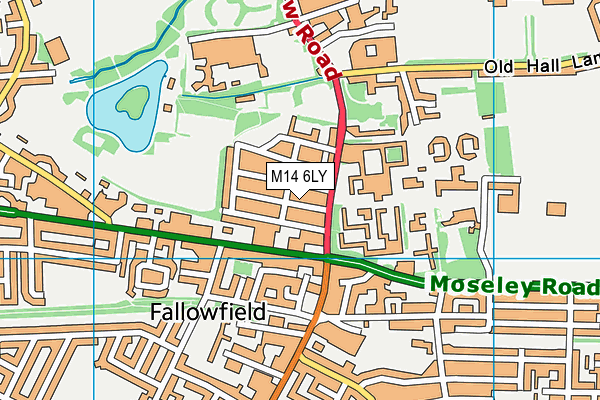 M14 6LY map - OS VectorMap District (Ordnance Survey)