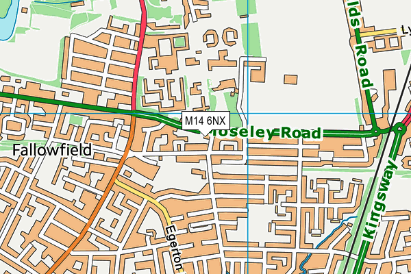 M14 6NX map - OS VectorMap District (Ordnance Survey)