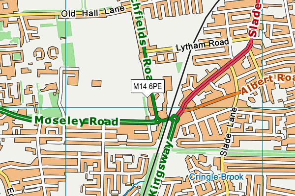 M14 6PE map - OS VectorMap District (Ordnance Survey)