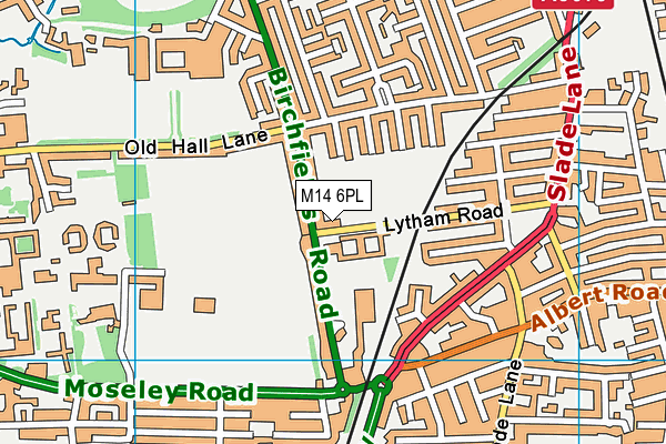 Birchfields Primary School map (M14 6PL) - OS VectorMap District (Ordnance Survey)