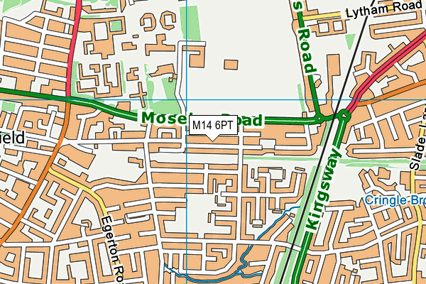 M14 6PT map - OS VectorMap District (Ordnance Survey)