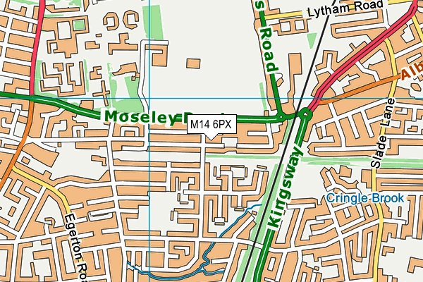 M14 6PX map - OS VectorMap District (Ordnance Survey)