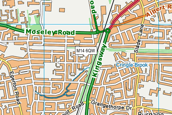 M14 6QW map - OS VectorMap District (Ordnance Survey)