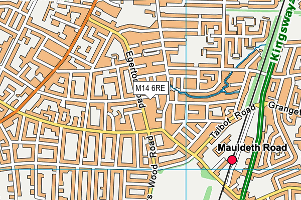 M14 6RE map - OS VectorMap District (Ordnance Survey)