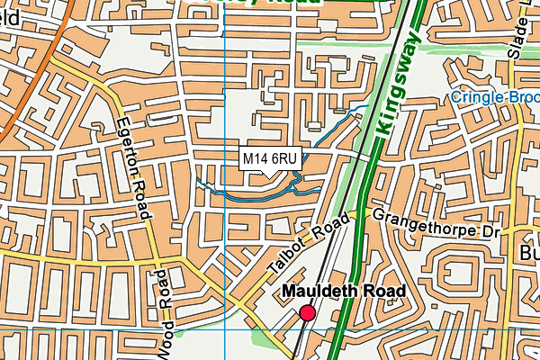 M14 6RU map - OS VectorMap District (Ordnance Survey)