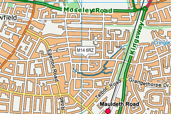 M14 6RZ map - OS VectorMap District (Ordnance Survey)