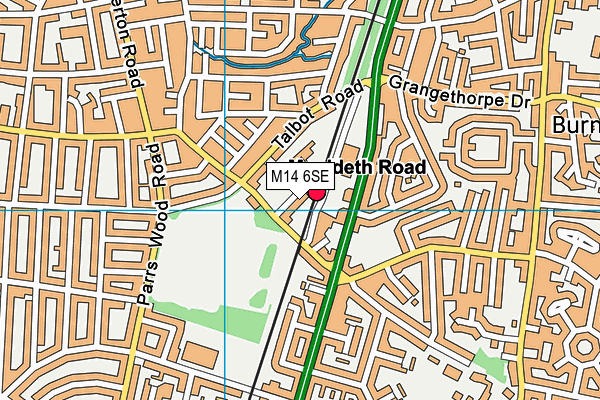 M14 6SE map - OS VectorMap District (Ordnance Survey)