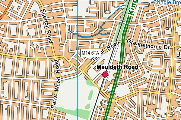 M14 6TA map - OS VectorMap District (Ordnance Survey)