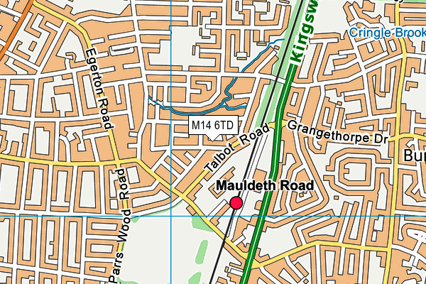 M14 6TD map - OS VectorMap District (Ordnance Survey)