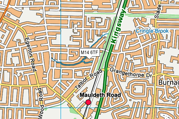 M14 6TF map - OS VectorMap District (Ordnance Survey)