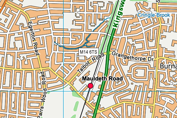 M14 6TS map - OS VectorMap District (Ordnance Survey)