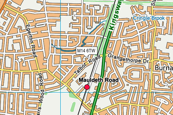 M14 6TW map - OS VectorMap District (Ordnance Survey)