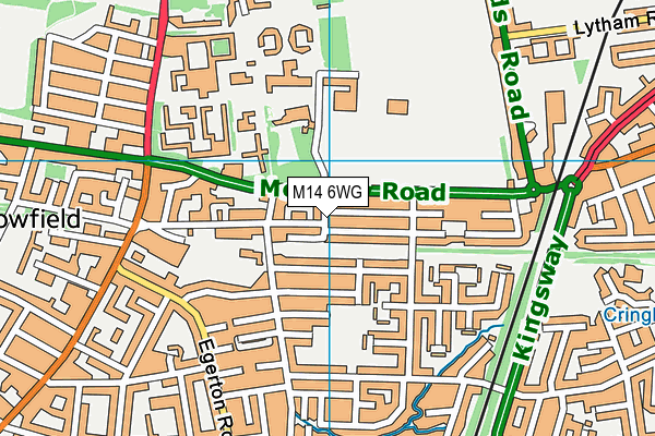 M14 6WG map - OS VectorMap District (Ordnance Survey)