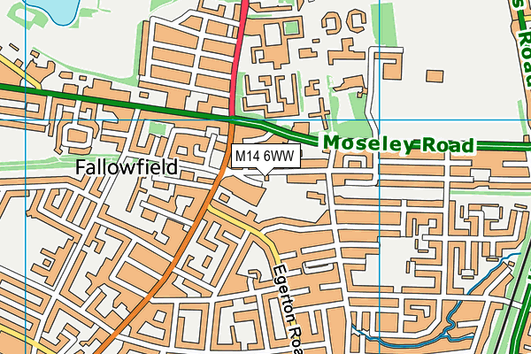 M14 6WW map - OS VectorMap District (Ordnance Survey)