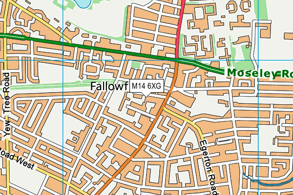 M14 6XG map - OS VectorMap District (Ordnance Survey)