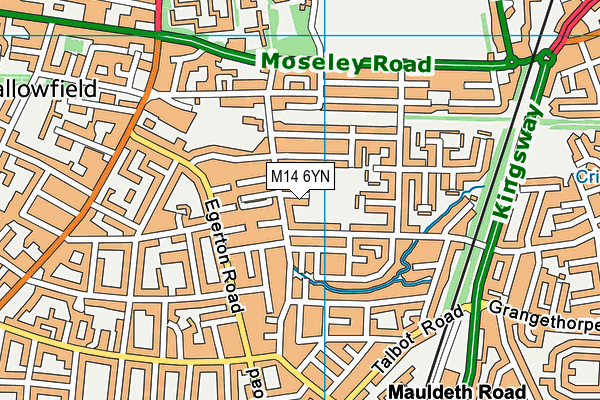 M14 6YN map - OS VectorMap District (Ordnance Survey)