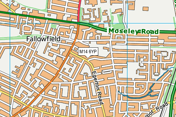 M14 6YP map - OS VectorMap District (Ordnance Survey)