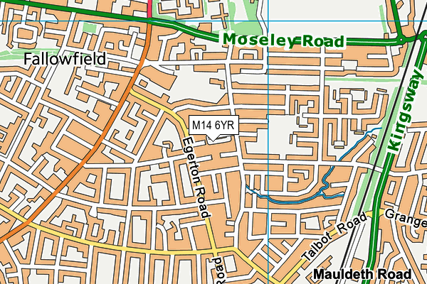 M14 6YR map - OS VectorMap District (Ordnance Survey)