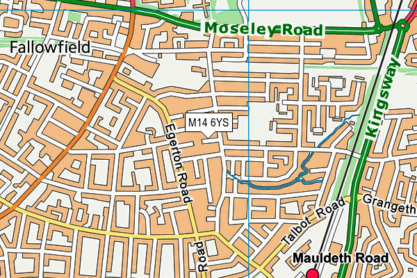 M14 6YS map - OS VectorMap District (Ordnance Survey)