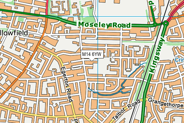 M14 6YW map - OS VectorMap District (Ordnance Survey)