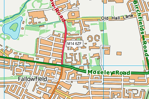 M14 6ZF map - OS VectorMap District (Ordnance Survey)