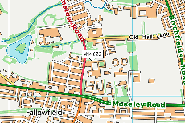 M14 6ZG map - OS VectorMap District (Ordnance Survey)