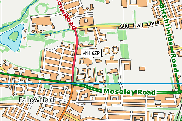 M14 6ZP map - OS VectorMap District (Ordnance Survey)