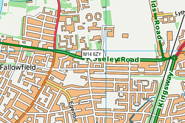 M14 6ZY map - OS VectorMap District (Ordnance Survey)