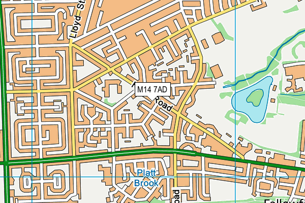 M14 7AD map - OS VectorMap District (Ordnance Survey)
