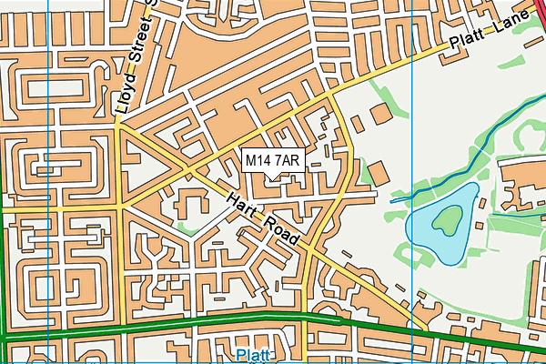 M14 7AR map - OS VectorMap District (Ordnance Survey)